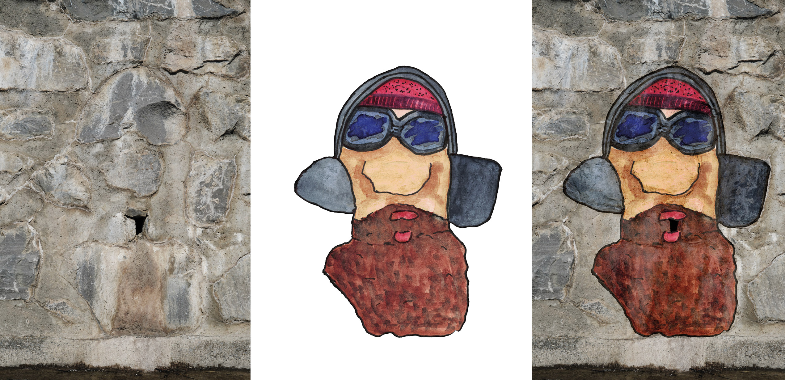 Exemple de paréidolie — triptique hipster